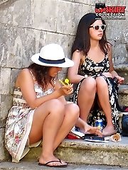 12 pictures - Girl plays with dress showing upskirt in voyeur upskirt free photo gallery from UpskirtCollection.com